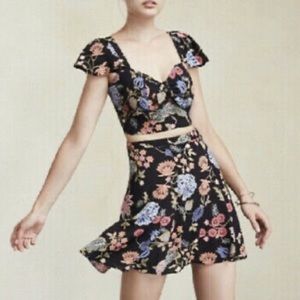 Reformation floral crop top and skirt set